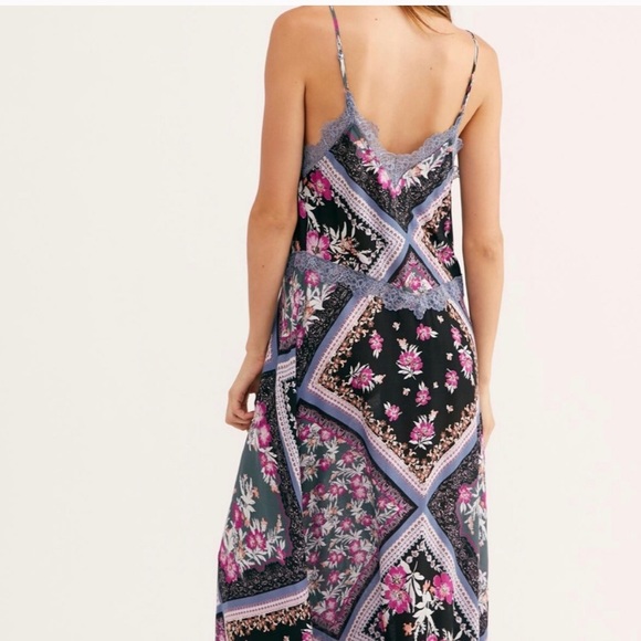 Free People Boho Bohemian Eclectic Hippie Graphite Combo Maxi Dress - Picture 6 of 16